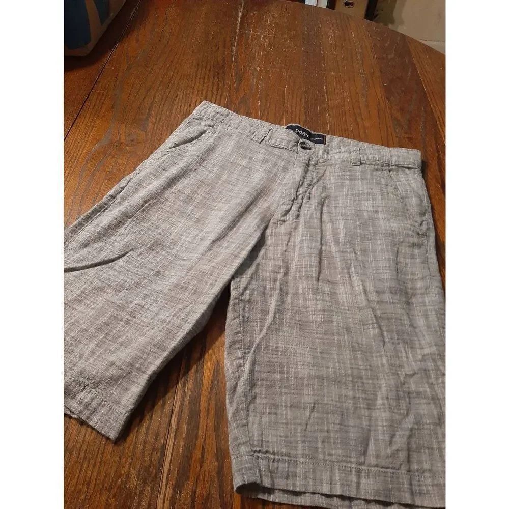 Mens 30 Waist DP&C Grey Cotton High Waist Shorts With Pockets Bermudas